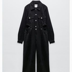 Full length cut out denim jumpsuit